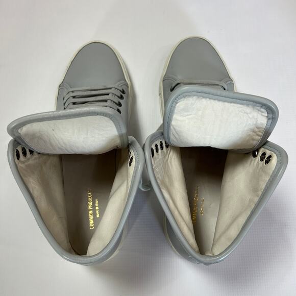 Common Projects Tournament High Top Sneakers EU42 Grey Leather Shoes ITALY